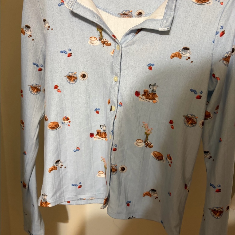 Abercrombie & Fitch breakfast pointelle long sleeve pajama - Picture 2 of 3